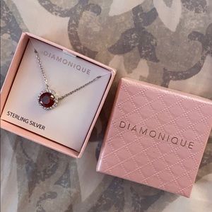 DIAMONIQUE STERLING SILVER BIRTH STONE NECKLACE